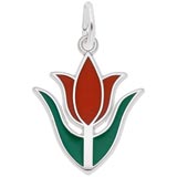 14K White Gold Red Tulip Flower Charm by Rembrandt Charms