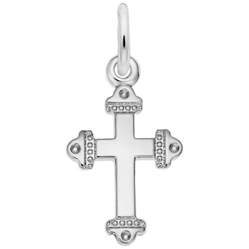 14K White Gold Medieval Cross Accent Charm by Rembrandt Charms 14K White Gold Medieval Cross Accent Charm by Rembrandt Charms