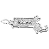 14K White Gold Massachusetts Charm by Rembrandt Charms