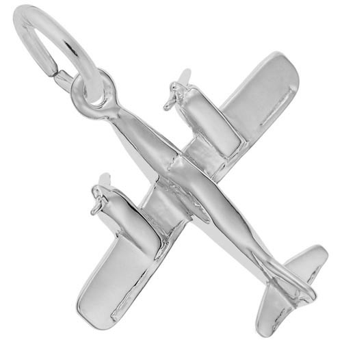 14k White Gold Piper Aztec Plane Charm by Rembrandt Charms