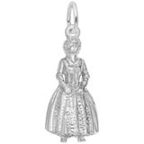 14K White Gold Colonial Woman Charm by Rembrandt Charms