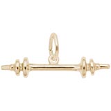 Gold Plate Barbell Accent Charm by Rembrandt Charms