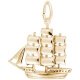 Gold Plate Full Rigged Ship Charm by Rembrandt Charms