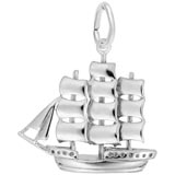 14K White Gold Full Rigged Ship Charm by Rembrandt Charms