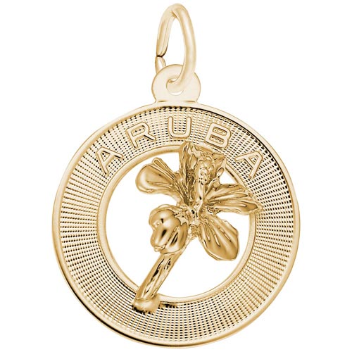 14K Gold Aruba Hibiscus Ring Charm by Rembrandt Charms 14K Gold Aruba Hibiscus Ring Charm by Rembrandt Charms