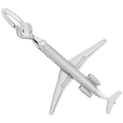 14K White Gold Large Airplane Charm by Rembrandt Charms