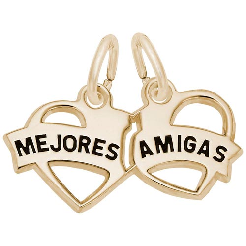 14K Gold Mejores Amigas Heart Charm by Rembrandt Charms