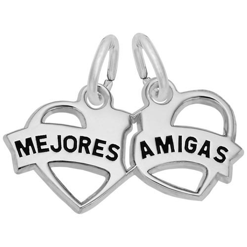 14K White Gold Mejores Amigas Heart Charm by Rembrandt Charms