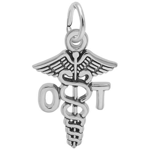 14K White Gold O.T. Caduceus Charm by Rembrandt Charms 14K White Gold O.T. Caduceus Charm by Rembrandt Charms