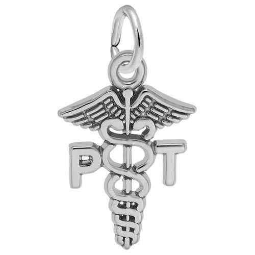 14K White Gold P.T. Caduceus Charm by Rembrandt Charms 14K White Gold P.T. Caduceus Charm by Rembrandt Charms