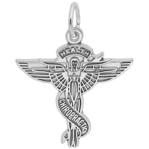 14K White Gold Chiropractor Caduceus Charm by Rembrandt Charms