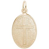 14K Gold Cross Oval Disc Charm by Rembrandt Charms