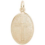 Gold Plated Cross Oval Disc Charm by Rembrandt Charms