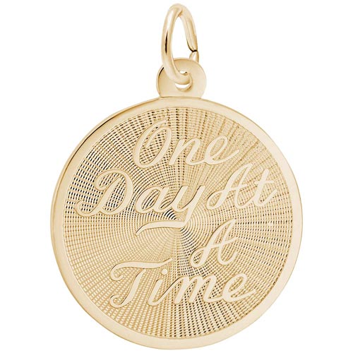 14k Gold One Day At A Time Disc Charm by Rembrandt Charms 14k Gold One Day At A Time Disc Charm by Rembrandt Charms