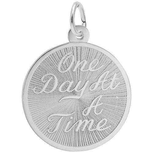 14K White Gold One Day At A Time Disc Charm by Rembrandt Charms