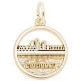 Gold Plated Cincinnati Skyline Charm by Rembrandt Charms