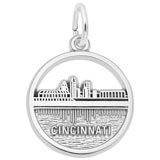 14K White Gold Cincinnati Skyline Charm by Rembrandt Charms