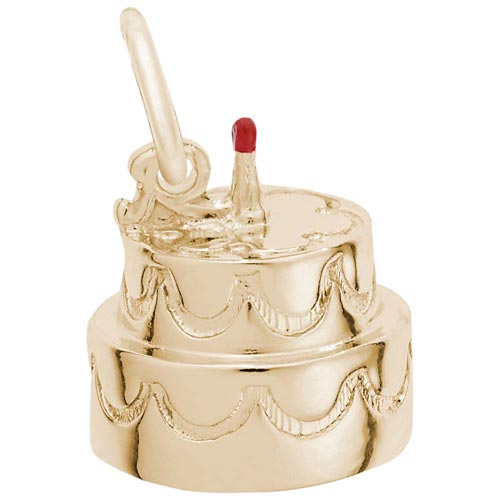 14k Gold Two-Tier Cake With Candle Charm by Rembrandt Charms