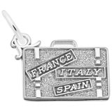 14K White Gold European Travel Suitcase Charm by Rembrandt Charms