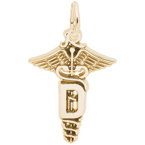 Gold Plated Dental Caduceus Charm by Rembrandt Charms