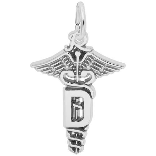 14K White Gold Dental Caduceus Charm by Rembrandt Charms 14K White Gold Dental Caduceus Charm by Rembrandt Charms
