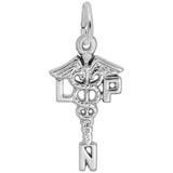 14K White Gold LPN Caduceus Charm by Rembrandt Charms
