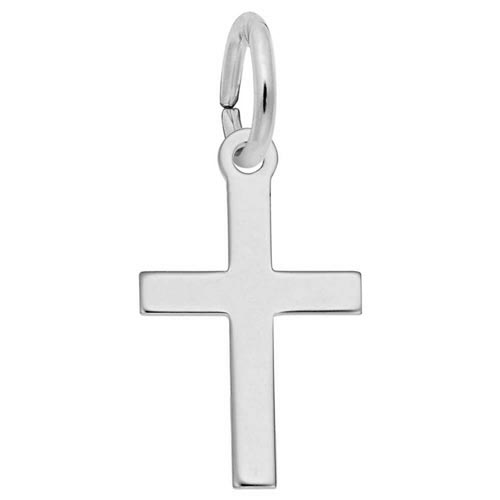 14K White Gold Small Plain Cross Charm by Rembrandt Charms