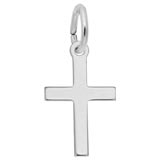 14K White Gold Small Plain Cross Charm by Rembrandt Charms