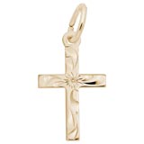 Gold Plate Small Flare Design Cross Charm by Rembrandt Charms