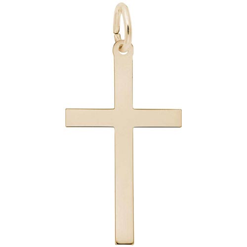 Gold Plate Large Plain Cross Charm by Rembrandt Charms Gold Plate Large Plain Cross Charm by Rembrandt Charms