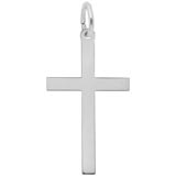 14K White Gold Large Plain Cross Charm by Rembrandt Charms
