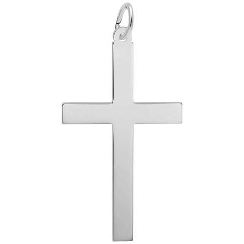 14K White Gold Extra Large Plain Cross Charm by Rembrandt Charms