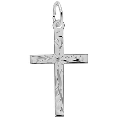 14K White Gold Medium Flared Cross Charm by Rembrandt Charms