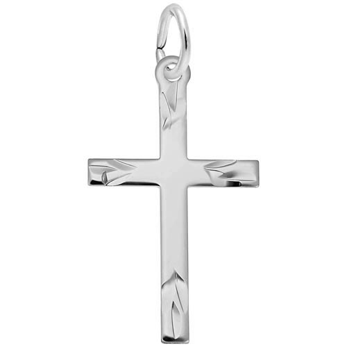 14K White Gold Medium Flared Ends Cross Charm by Rembrandt Charms