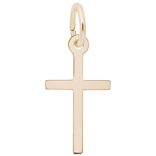 Gold Plate Small Thin Cross Charm by Rembrandt Charms