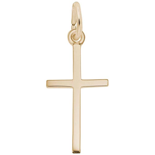 14K Gold Medium Thin Cross Charm by Rembrandt Charms
