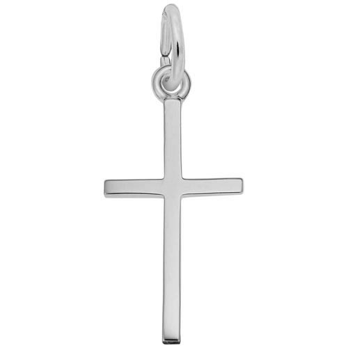 Sterling Silver Medium Thin Cross Charm by Rembrandt Charms