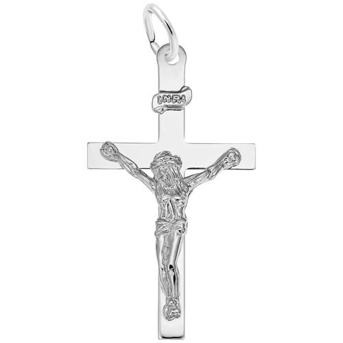 14K White Gold Crucifix Charm by Rembrandt Charms