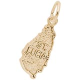 10K Gold St. Lucia Island Map Charm by Rembrandt Charms