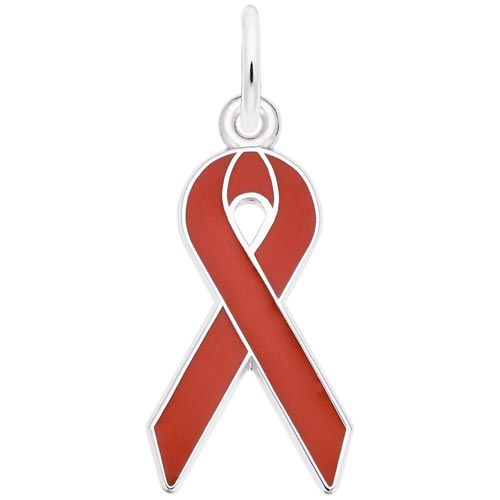 Sterling Silver AID's Awareness Ribbon Charm by Rembrandt Charms Sterling Silver AID's Awareness Ribbon Charm by Rembrandt Charms