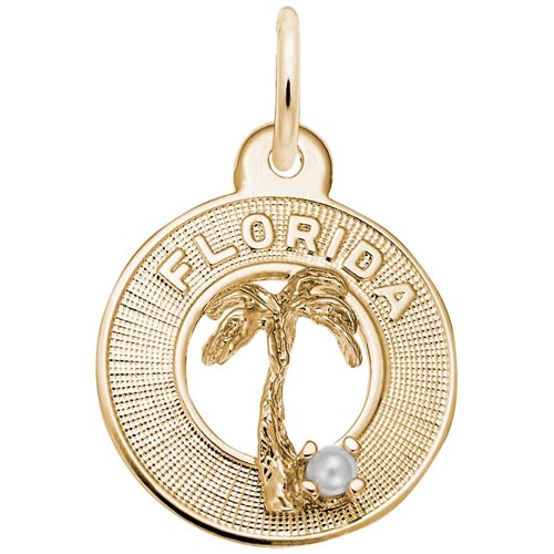 14K Gold Florida Palm and Pearl Charm by Rembrandt Charms