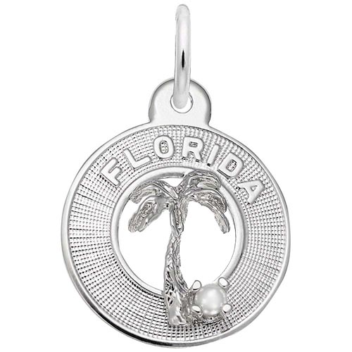 14K White Gold Florida Palm and Pearl Charm by Rembrandt Charms 14K White Gold Florida Palm and Pearl Charm by Rembrandt Charms
