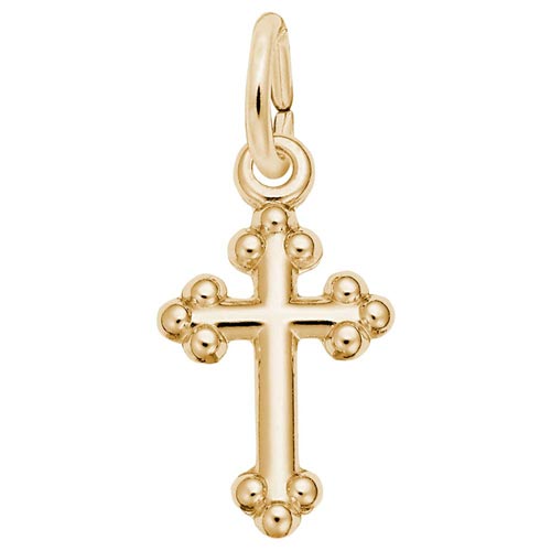 14K Gold Cross Botonny Cross Accent Charm by Rembrandt Charms