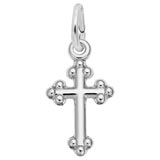14K White Gold Botonny Cross Accent Charm by Rembrandt Charms