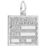 14K White Gold Birth Certificate Charm by Rembrandt Charms