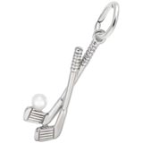 14K White Gold Golf Clubs Charm with pearl by Rembrandt Charms