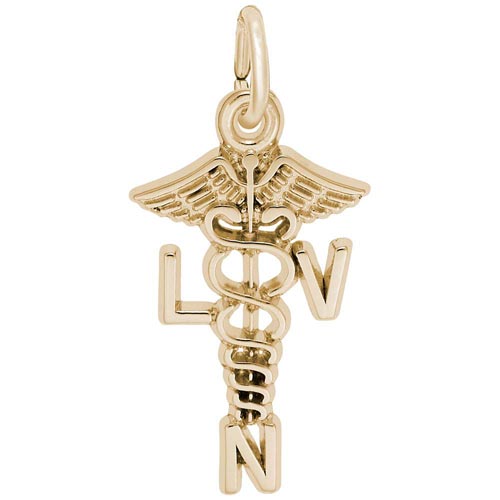 Gold Plate LVN Caduceus Charm by Rembrandt Charms Gold Plate LVN Caduceus Charm by Rembrandt Charms