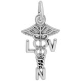 14K White Gold LVN Caduceus Charm by Rembrandt Charms