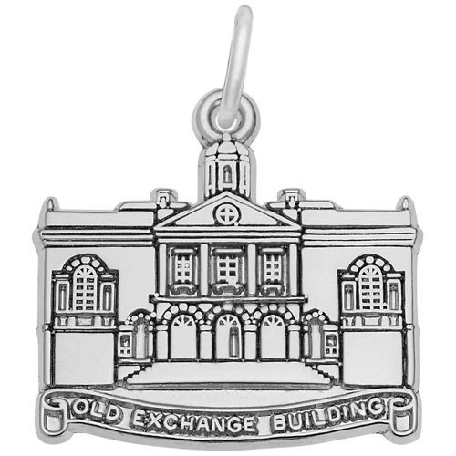 14K White Gold Old Exchange Building Charm by Rembrandt Charms 14K White Gold Old Exchange Building Charm by Rembrandt Charms