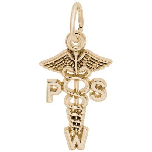 14K Gold PSW Caduceus Charm by Rembrandt Charms